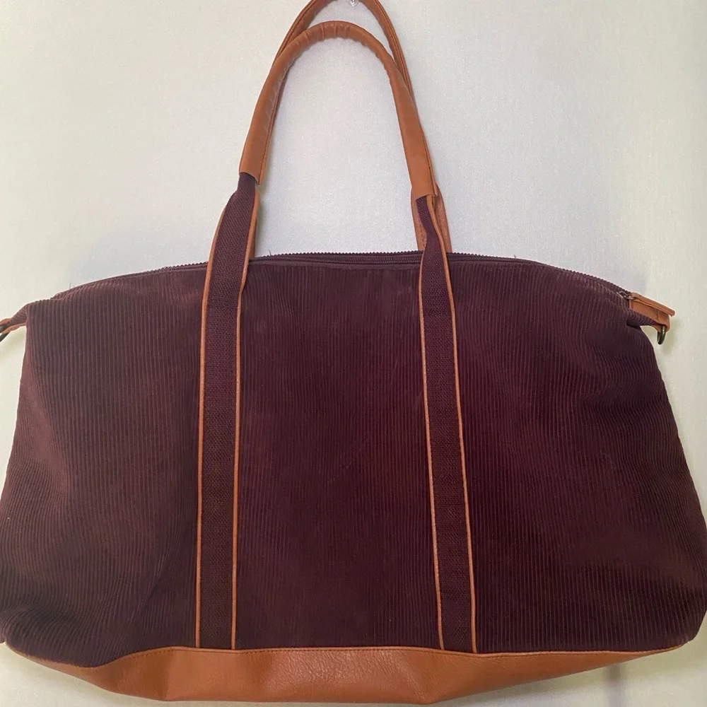 DSW Brown and Maroon Burgundy Duffel Overnight Bag